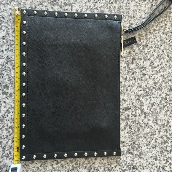 White House Black Market Black With Gold Studs Oversized Clutch NEW - Picture 5 of 7
